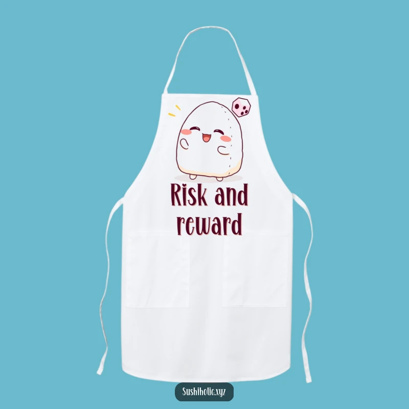 Funny Onigiri Dice Apron: Playful Chef & Gamer Kitchenware