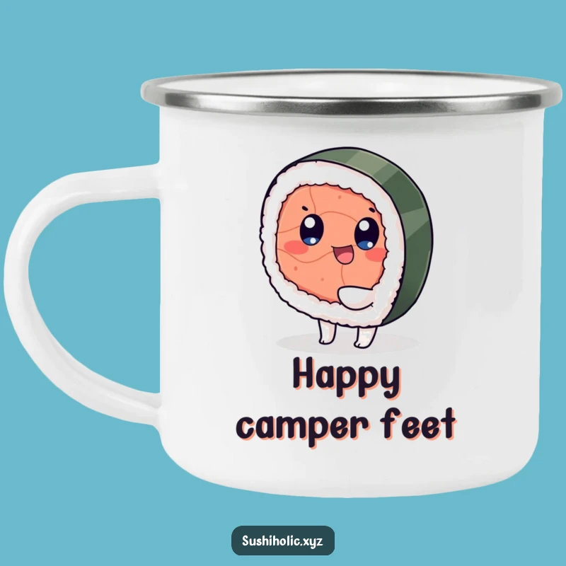 Funny Tuna Sushi Camping Mug - Sturdy Playful Outdoor Cup, Hilarious Gift