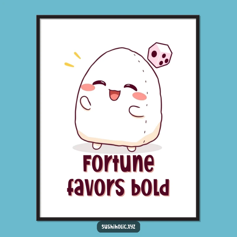 Funny Onigiri Dice Digital Art: High-Quality Gamer Rice Ball Print