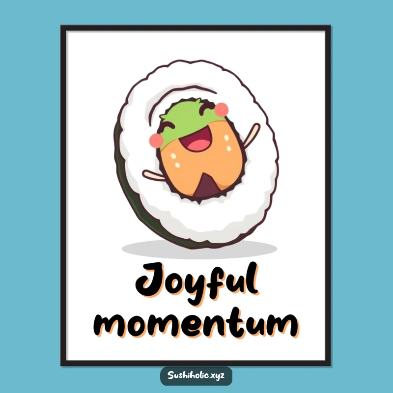Funny Sushi Roll Digital Art: High-Quality Joyful Character Print