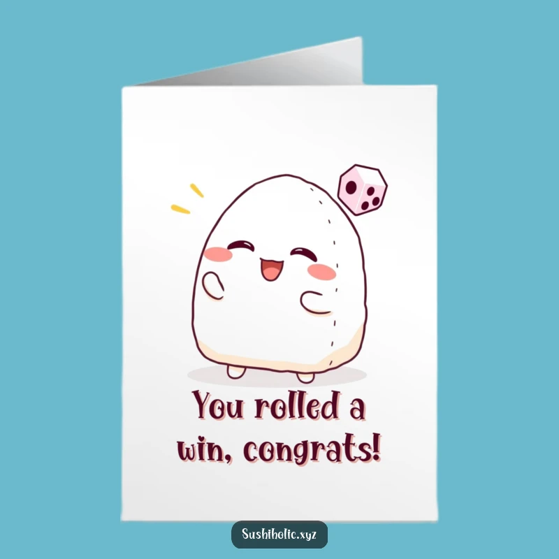 Free Printable Onigiri Congrats Card - Lucky Dice Rolling Rice Ball Downloadable