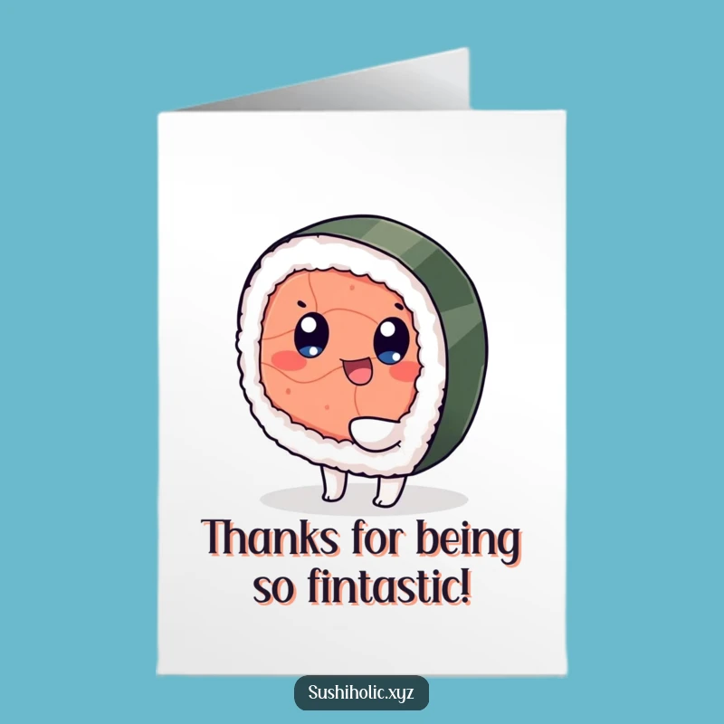 Thanks Free Printable Card: Wiggling Sushi, Cute Downloadable Gift