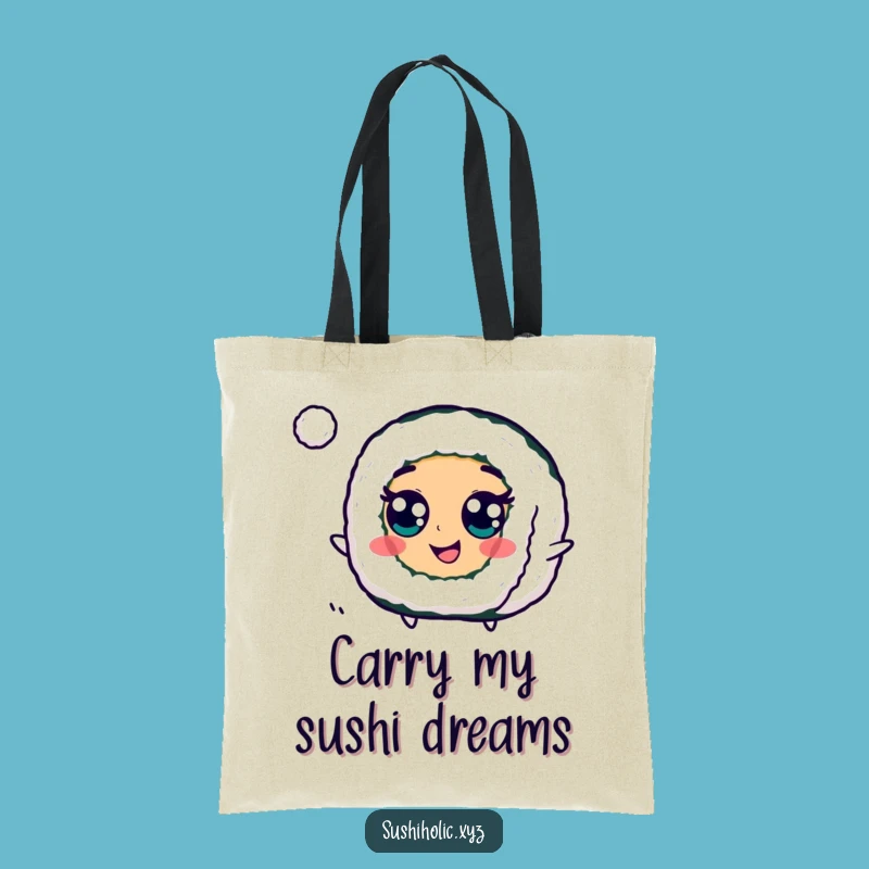 Funny Googly Eyed Maki Roll Tote Bag: Cheerful Sushi Ball Bounce Accessory
